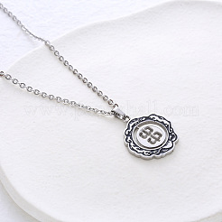 Vintage 304 Stainless Steel Enamel Black Flower Pendant Necklaces for Women&nbsp;MU3860