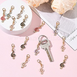 30Pcs 6 Colors Alloy Enamel & Crystal Rhinestone Pendant Decorations&nbsp;HJEW-YW00528