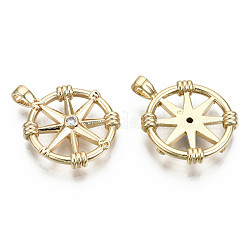 Brass Micro Pave Clear Cubic Zirconia Pendants&nbsp;KK-S356-214G-NF