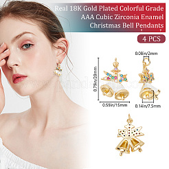 Brass Micro Pave Colorful Grade AAA Cubic Zirconia Pendants&nbsp;KK-BBC0015-36C