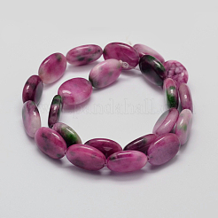 Dyed Natural Malaysia Jade Flat Oval Bead Strands&nbsp;G-L395-32B