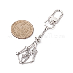 Stainless Steel Braided Chain Macrame Pouch Empty Stone Holder Pendant Decorations&nbsp;HJEW-JM02055