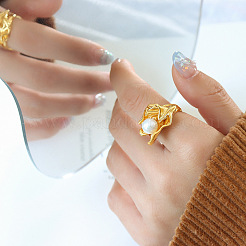Flower Stainless Steel Open Cuff Rings&nbsp;WGAF2BA-02