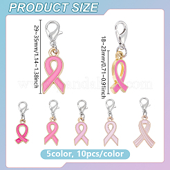 50Pcs 5 Colors Awareness Ribbon Alloy Enamel Pendant Decorations&nbsp;HJEW-PH01991