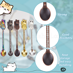 5Pcs 5 Colors Cat Shape Alloy Rhinestone Spoon&nbsp;FIND-DR0001-61