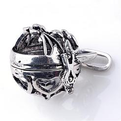 Rack Plating Brass Cage Hollow Kitten Pendants&nbsp;KK-S751-003AS