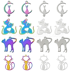 40Pcs 4 Styles 201 Stainless Steel Pendants&nbsp;STAS-YW0002-62MC
