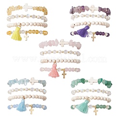 4Pcs 4 Styles Natural Gemstone Beads Stretch Bracelets&nbsp;BJEW-JB11596
