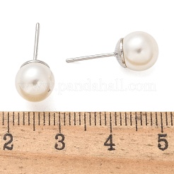 Brass ABS Imitation Pearl Stud Earrings&nbsp;EJEW-B132-01B-P