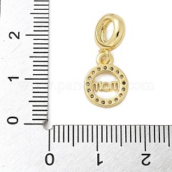 Mother's Day Brass Micro Pave Clear Cubic Zirconia Ring with Word MOM European Dangle Charms&nbsp;KK-P293-32G