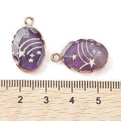 Natural Amethyst Oval Pendants&nbsp;G-C102-07G-03