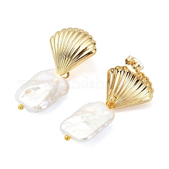 304 Stainless Steel and Natural Baroque Pearl Keshi Pearl Stud Earrings&nbsp;EJEW-JE07106-02