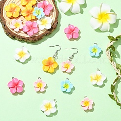 20Pcs 5 Colors Plumeria Resin Pendants&nbsp;RESI-YW0004-66