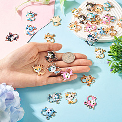 32Pcs 8 Colors Alloy Enamel Pendants&nbsp;ENAM-TA0002-88