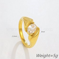 304 Stainless Steel Cubic Zirconia Finger Rings&nbsp;WG25004-01
