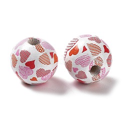 Valentine's Day Theme Printed Wood Beads&nbsp;X-WOOD-G017-02B