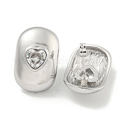 Brass Micro Pave Cubic Zirconia Stud Earrings for Women&nbsp;EJEW-E312-01C-P