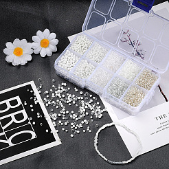 10 Style 12/0 & 8/0 Round Transparent & Silver Lined Round Hole & Trans & Opaque Colours Seed & Ceylon Glass Seed Beads&nbsp;SEED-YW0001-35