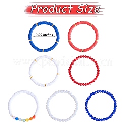 7Pcs 7 Style Handmade Polymer Clay Heishi Surfer Stretch Bracelets Set&nbsp;BJEW-SW00075
