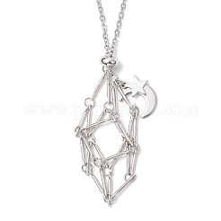 304 Stainless Steel Empty Macrame Pouch Star Moon Pendant Cable Chain Necklace Making&nbsp;NJEW-JN05281-02
