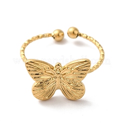 Ion Plating(IP) 304 Stainless Steel Butterfly Open Cuff Rings for Women&nbsp;RJEW-H136-05G