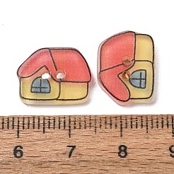 2-Hole Printed Transparent Resin Buttons&nbsp;RE-CBAA3F3-12