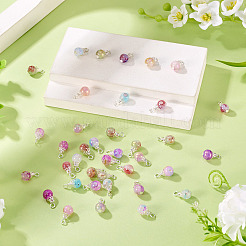 80Pcs 8 Colors Baking Paint Crackle Glass Pendants&nbsp;PALLOY-TAC0186