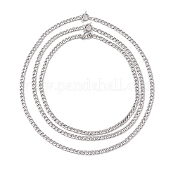 304 Stainless Steel Cuban Link Chain 3 Layer OT Necklaces for Women Men&nbsp;NJEW-JN05483