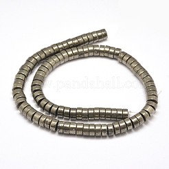 Flat Round/Disc Natural Pyrite Beads Strands&nbsp;X-G-I126-23-6x4mm