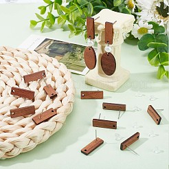 15 Pairs Walnut Wood Rectangle Stud Earring Findings&nbsp;EJEW-SC0001-28