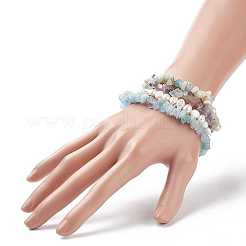4Pcs 4 Style Natural Pearl & Mixed Gemstone Chips Beaded Stretch Bracelets Set&nbsp;BJEW-JB08915