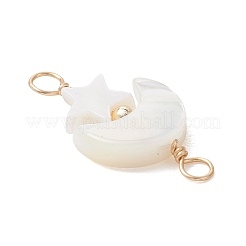 Natural Freshwater Shell Moon with Star Links Connector Charms&nbsp;PALLOY-JF05182