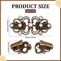 4Pcs Flower Alloy & Glass Cardigan Clips&nbsp;AJEW-PH0006-66AB
