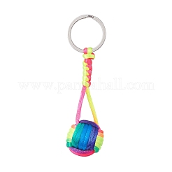 Nylon Braided Ball with Wood Round Keychains&nbsp;KEYC-JKC00480