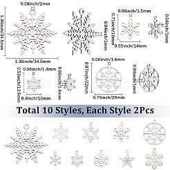 20Pcs 10 Styles 304 & 201 Stainless Steel Pendants&nbsp;STAS-SC0010-70