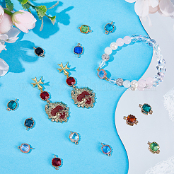 24Pcs 12 Colors Faceted Glass Connector Charms&nbsp;GLAA-SC0001-90