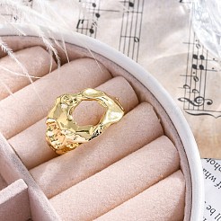 Textured Brass Cuff Finger Rings for Women&nbsp;RJEW-G337-29G