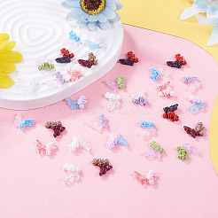 40Pcs 8 Styles Luminous Resin Butterfly with Flower Cabochons&nbsp;CRES-TA0001-98