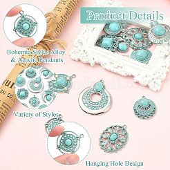 20Pcs 10 Styles Bohemia Styles Alloy & Acrylic Pendants&nbsp;FIND-CJ0005-70