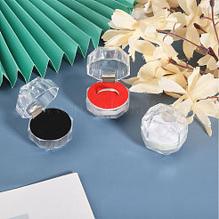 42Pcs 3 Colors Octagon Transparent Plastic Ring Boxes&nbsp;CON-CA0001-022