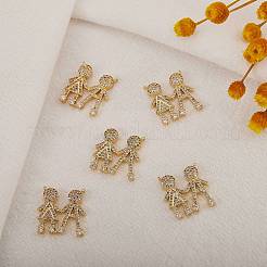 5Pcs Brass Micro Pave Clear Cubic Zirconia Pendants&nbsp;ZIRC-SZ0002-50