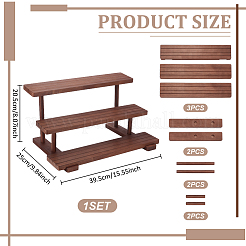 3-Tier Wood Jewelry Display Card Display Riser Stands&nbsp;ODIS-WH0086-104B