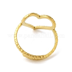 Ion Plating(IP) 304 Stainless Steel Hollow Heart Open Cuff Ring for Women&nbsp;RJEW-C083-17G