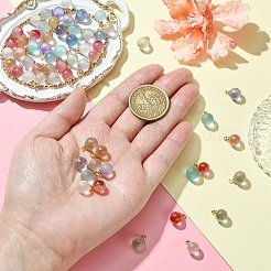 60Pcs 6 Colors Two Tone Transparent Spray Painted Glass Pendants&nbsp;GLAA-YW0004-45