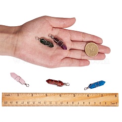 5Pcs 5 Style Natural Gemstone Pendants&nbsp;G-SZ0001-13