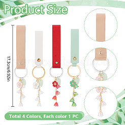4Pcs 4 Colors PU Leather & Acrylic Flower Keychain&nbsp;KEYC-DR00006