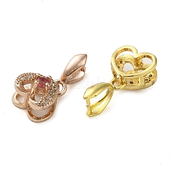 Rack Plating Brass Micro Pave Clear Cubic Zirconia Ice Pick Pinch Bails&nbsp;KK-K340-29