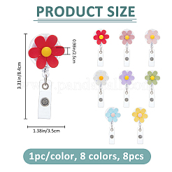 8Pcs 8 Colors Flower PVC with Resin Badge Reel&nbsp;AJEW-FH0006-88