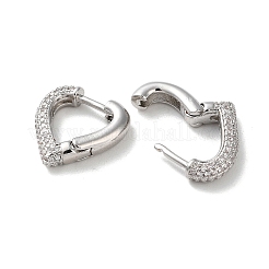 Brass Pave Clear Cubic Zirconia Hoop Earrings&nbsp;EJEW-M258-04P