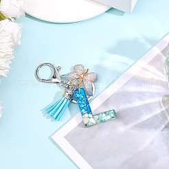 1Pc Resin Letter & Acrylic Butterfly Tassel Keychains&nbsp;KEYC-GF0001-19A